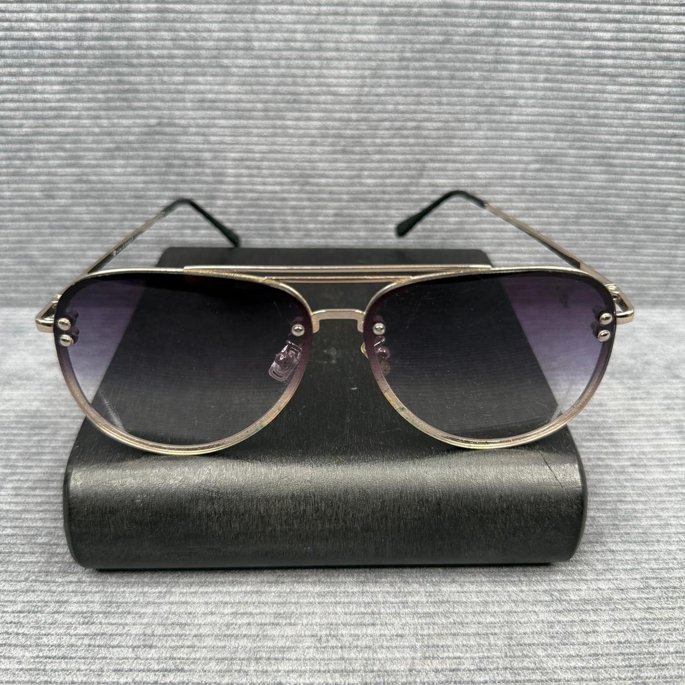VIVIENFANG Oversized Aviator Sunglasses Gold Tone Metal Frame Gradient Lens Y2K - Picture 3 of 11